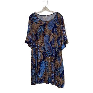 American Curvy Plus Size Paisley Knee/Mini Shift Dress Size 2X